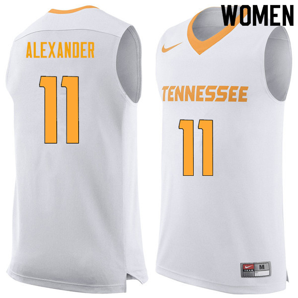 Women #11 Kyle Alexander Tennessee Volunteers College Basketball Jerseys Sale-White